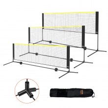 VEVOR Badmintonnetz, höhenverstellbares Volleyballnetz, 3 m breites, faltbares Pickleballnetz, tragbares, einfach aufzubauendes Tennisnetz-Set mit Stangen, Ständer und Tragetasche, für Spiele im Garte