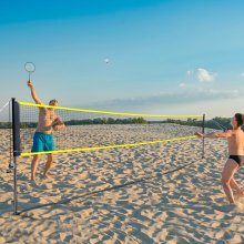 VEVOR Badmintonnetz-Set, Badmintonnetz für den Außenbereich im Hinterhof, Strandpark, Badmintonnetz für Erwachsene & Kinder mit Stangen, Tragetasche, 4 Eisenschlägern und 3 Nylon-Federbällen