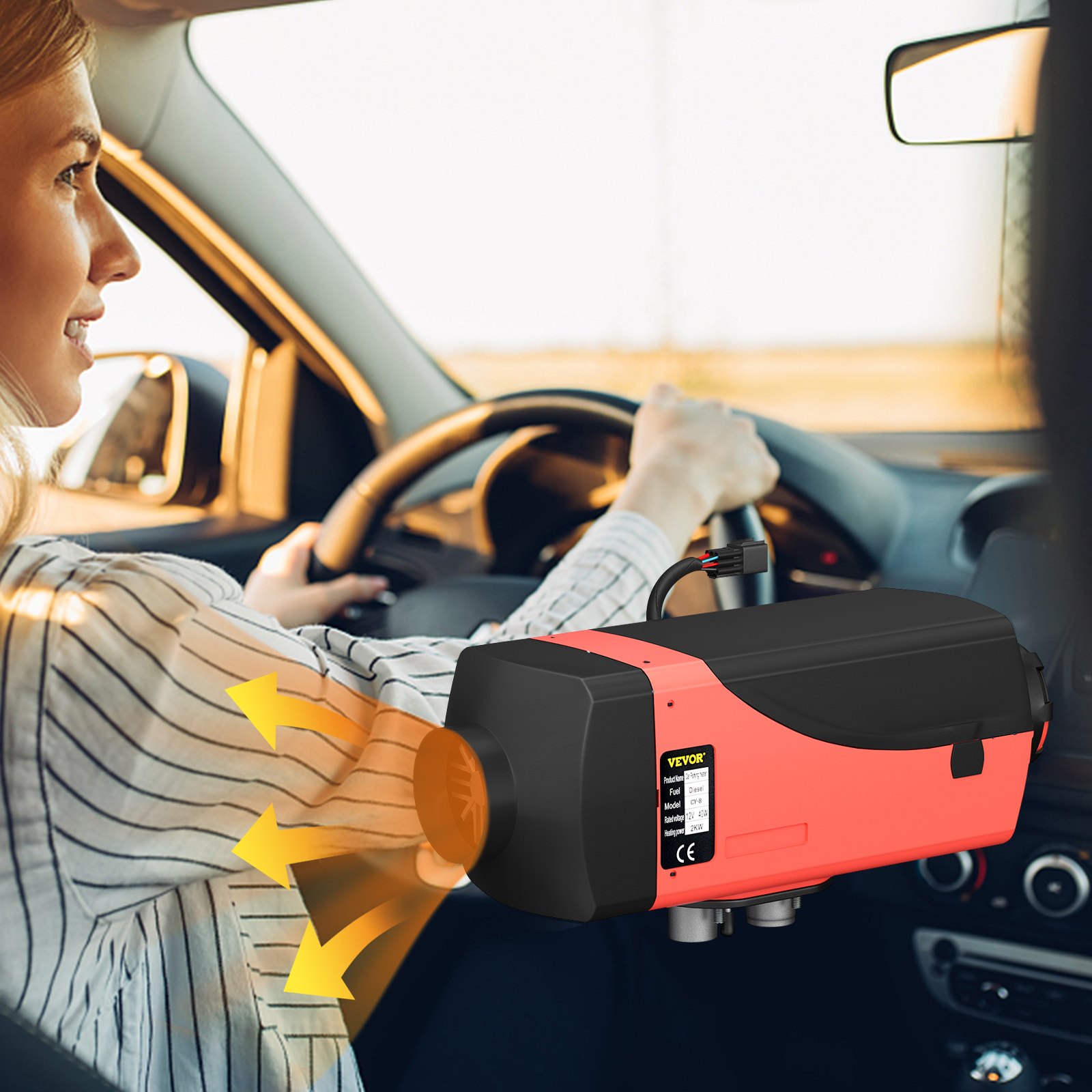 VEVOR Standheizung Diesel 2KW, 12V Diesel Lufterhitzer, 10 L Diesel Luftheizung, -40 ℃ - + 20 ℃ Luft Diesel Heizung mit LCD Bildschirm LCD Schalter Schalldämpfer, Air Heater Heizung Aluminium Heizung