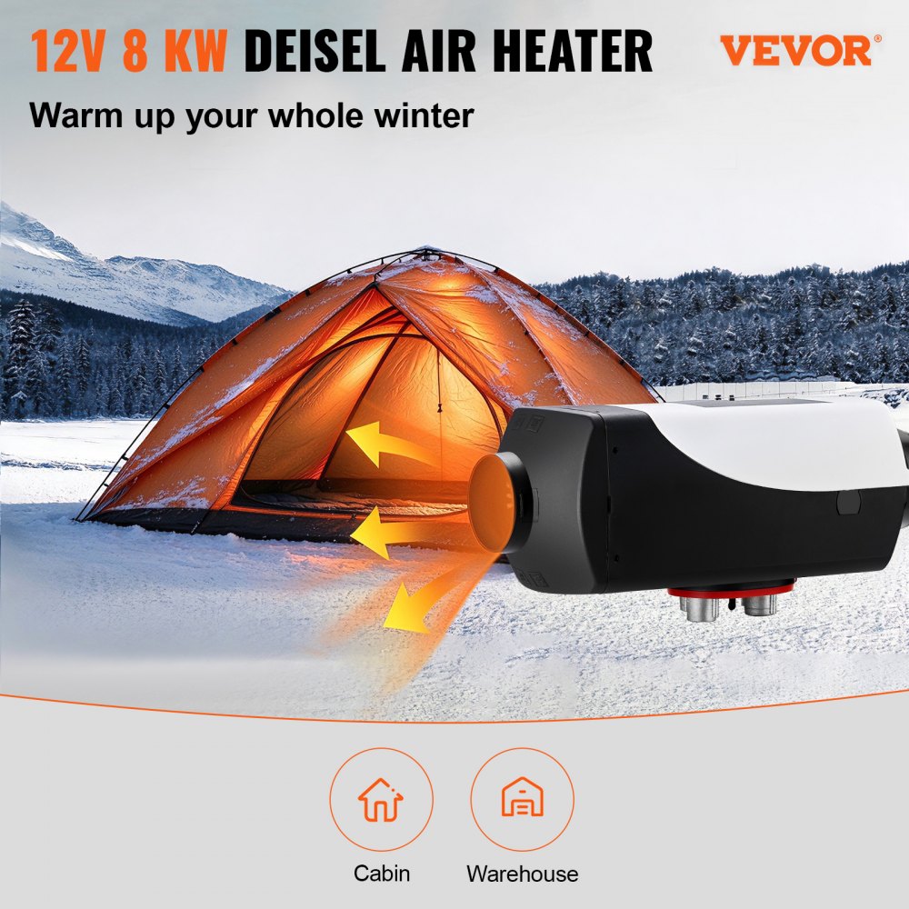 VEVOR 12V Standheizung Diesel, 8KW Diesel Lufterhitzer, Air Diesel Heizung, Air Standheizung, Luft Dieselheizung, Standheizung für Auto RV Boote LKW Wohnmobil Bus