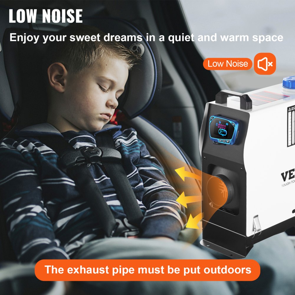 VEVOR 12V Standheizung Diesel Auto Kraftstoff, Diesel Standheizung Luftheizung Air Diesel 5-8KW, Luft Dieselheizung, für Auto RV Boote LKW Wohnmobil Bus(mit Rot LCD schalter & 1 Luftauslass)