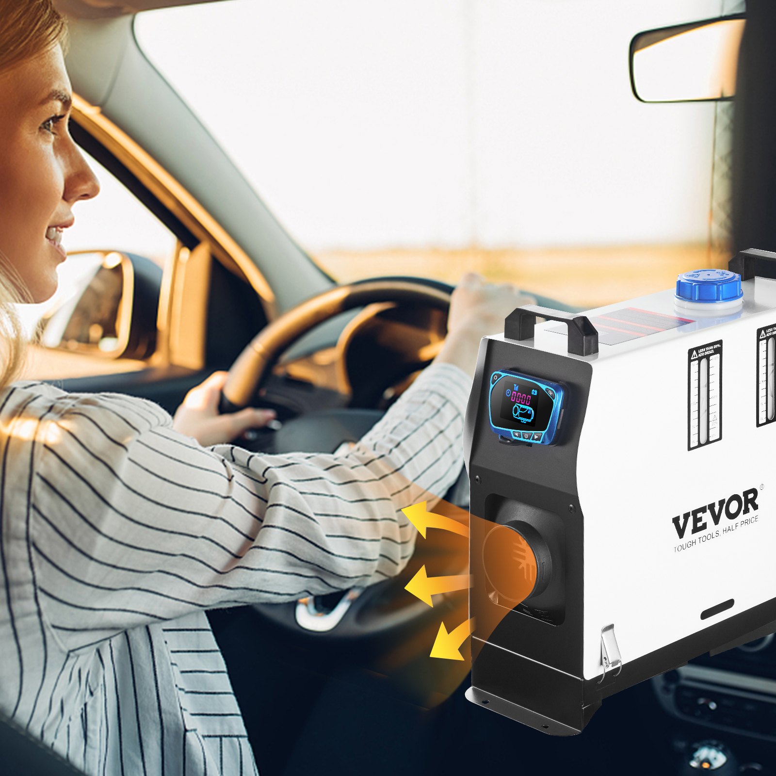 VEVOR 12V Diesel Car Fuel-Powered Parking Heater, Diesel Air Heater 8 KW, Air Diesel Heater, for Cars, RVs, Boats, Trucks, Campervans, Buses (with Red LCD Switch & 1 Air Outlet)