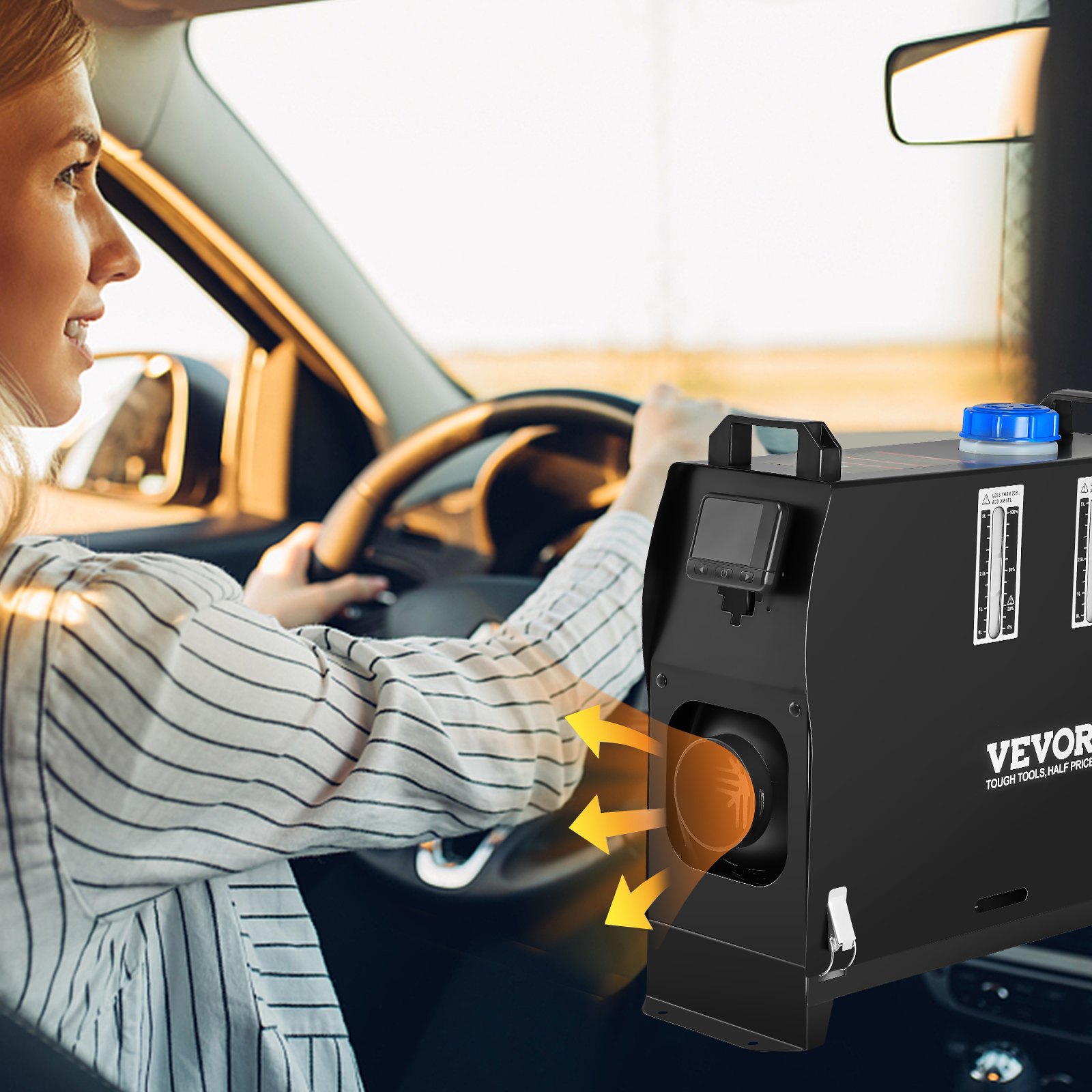 VEVOR 12V 8KW Standheizung Diesel Auto Kraftstoff, Diesel Standheizung Luftheizung Air Diesel, Luft Dieselheizung für Auto RV LKW Wohnmobil Bus mit Fernbedienung schwarz LCD schalter & 1 Luftauslass