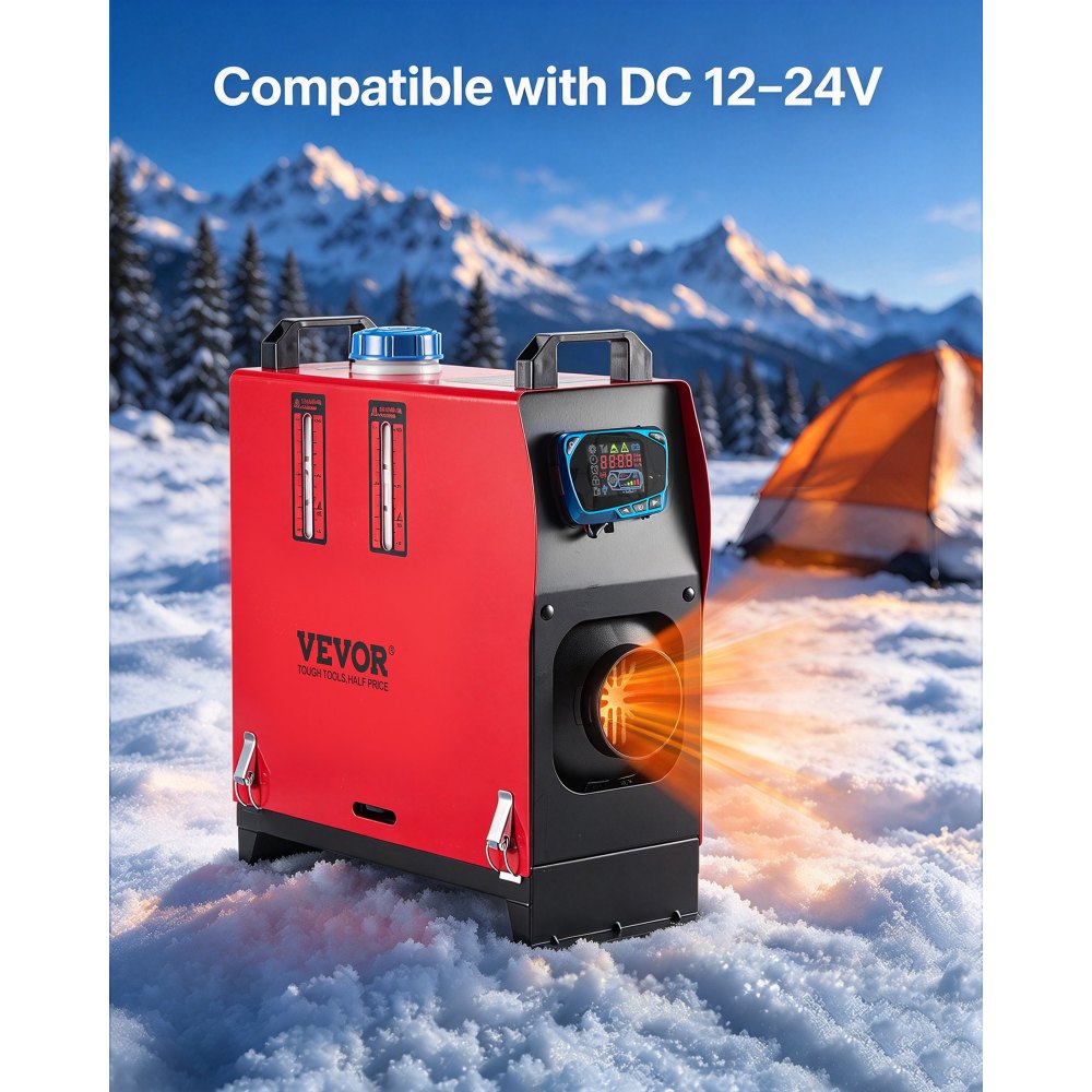 VEVOR Diesel Air Heater, 8 kW DC12-24V, Fast Heating Diesel Heater with Remote Control and Blue LCD Switch, Low Noise, Pre-Heating Function