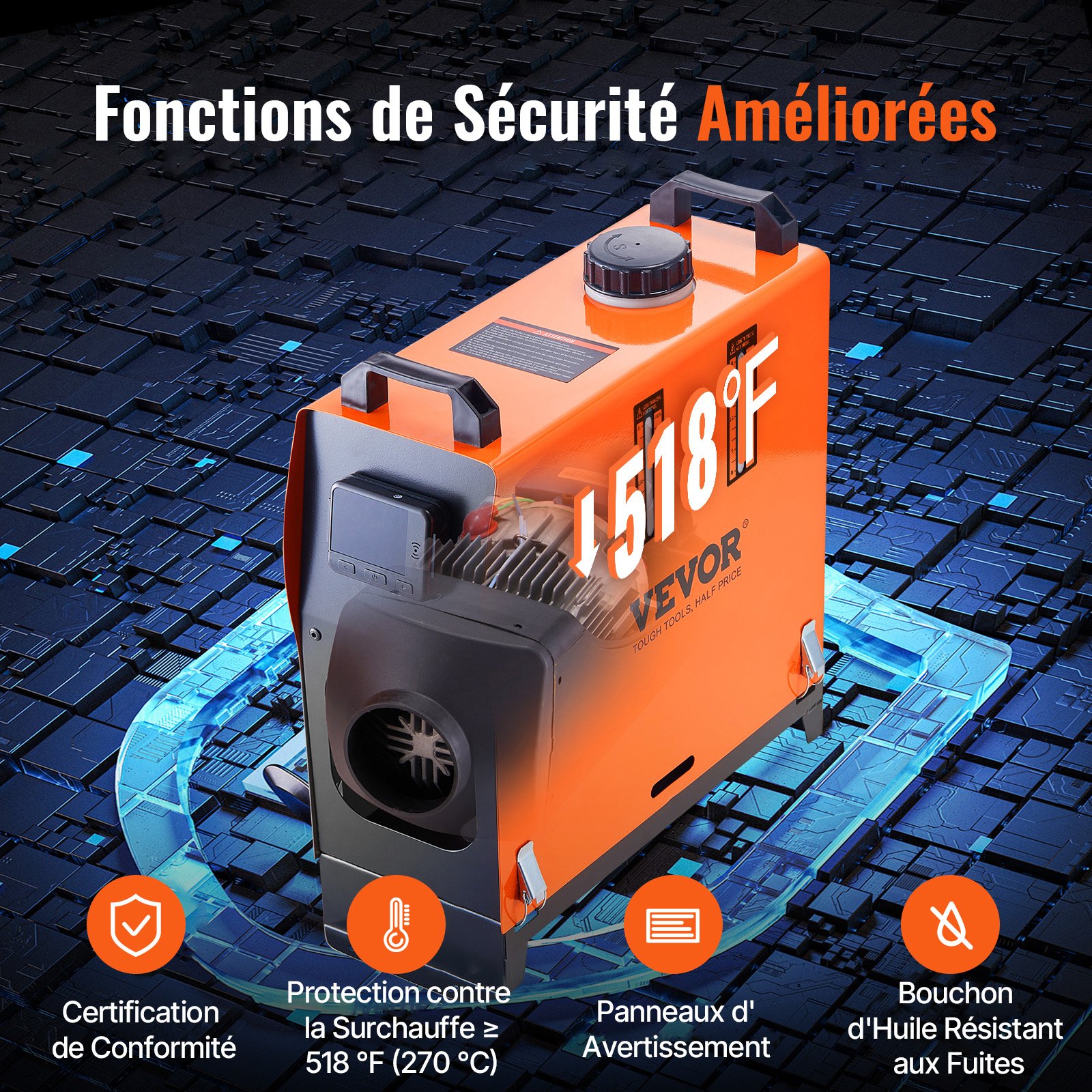 VEVOR Luft Dieselheizung Standheizung 12 V 5 kW, Luftheizung Air Diesel Diesel Standheizung Lufterhitzer, 0,12–0,52 L/Std. Dieselheizung mit LCD-Display & Fernbedienung Air Diesel Heizung