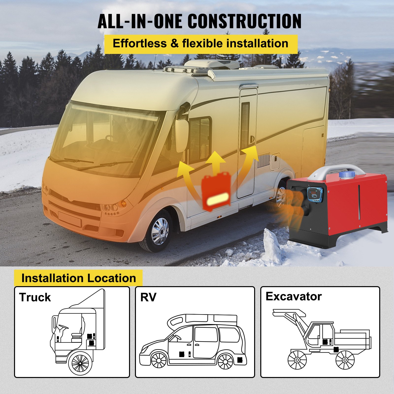 VEVOR 12V Standheizung Diesel Auto Kraftstoff, 5 KW Diesel Standheizung Luftheizung Air Diesel, Luft Dieselheizung für Auto RV LKW Wohnmobil Bus mit Fernbedienung Blau LCD schalter & 4 Luftauslass