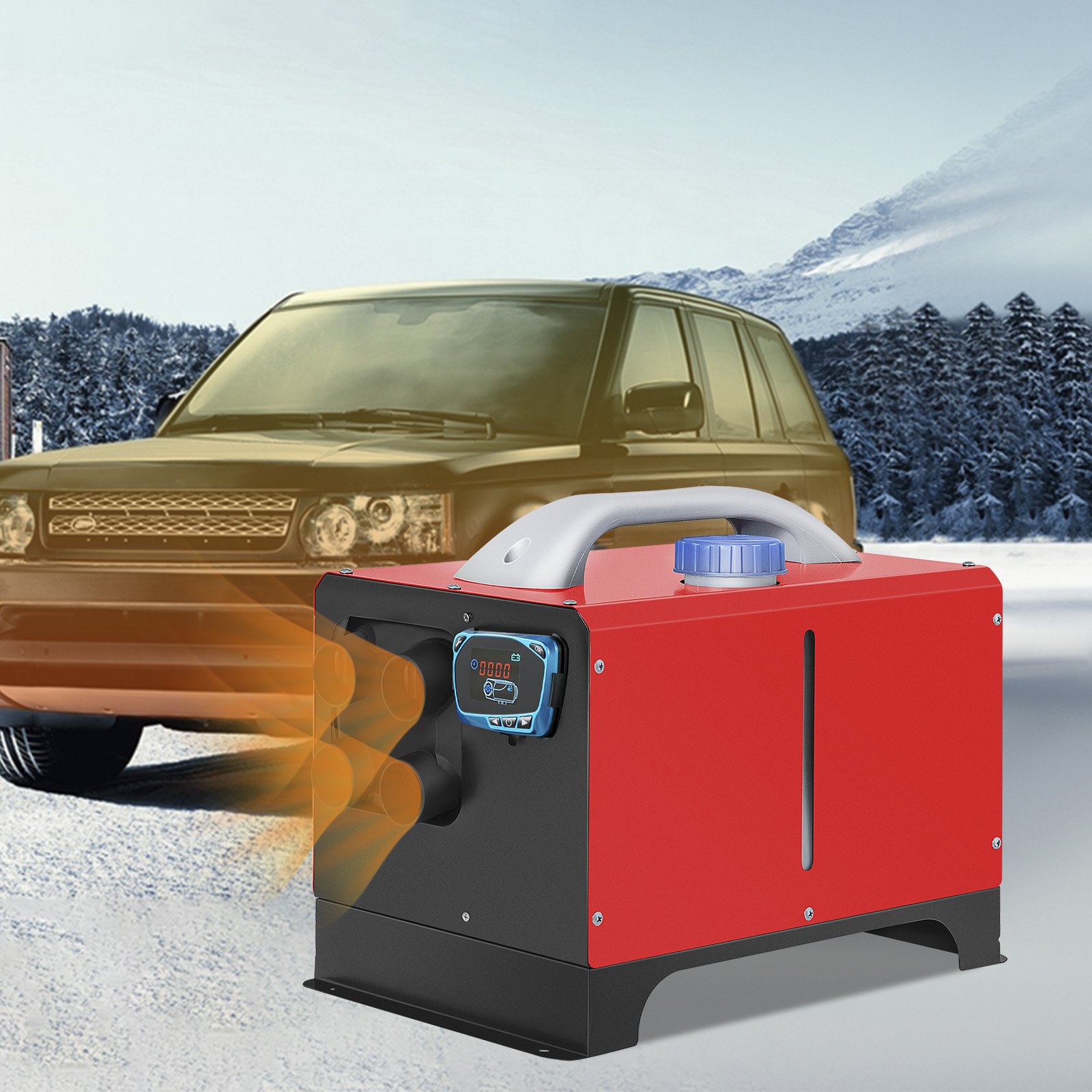 VEVOR 12V Standheizung Diesel Auto Kraftstoff, 5 KW Diesel Standheizung Luftheizung Air Diesel, Luft Dieselheizung für Auto RV LKW Wohnmobil Bus mit Fernbedienung Blau LCD schalter & 4 Luftauslass