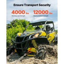 VEVOR Achsgurte, 5,08x97,536cm, Hochleistungs-Achsspanngurte, 5443,1 kg Bruchfestigkeit, Spanngurte mit D-Ringen, 4er-Set Gurte, für Auto, Anhänger, LKW, Abschleppen & Transportieren