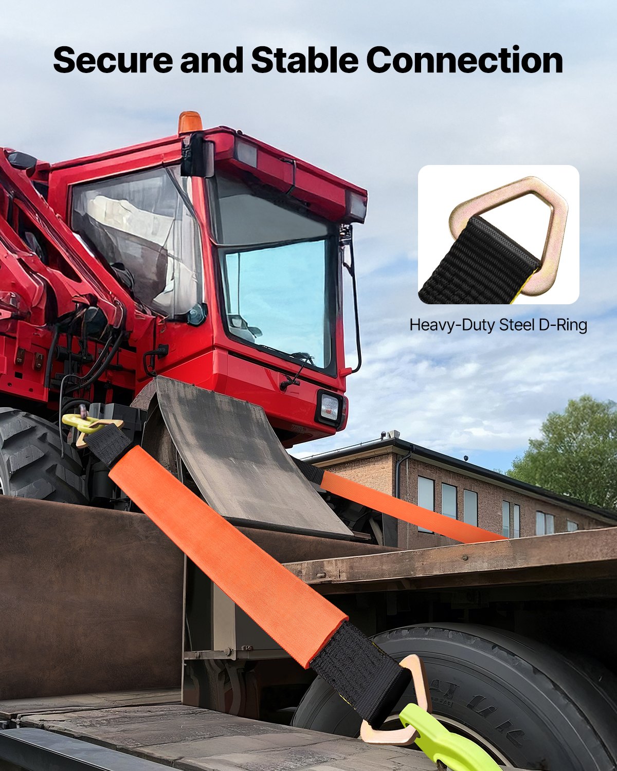 VEVOR Achsgurte, 5,08x97,536cm, Hochleistungs-Achsspanngurte, 5443,1 kg Bruchfestigkeit, Spanngurte mit D-Ringen, 4er-Set Gurte, für Auto, Anhänger, LKW, Abschleppen & Transportieren