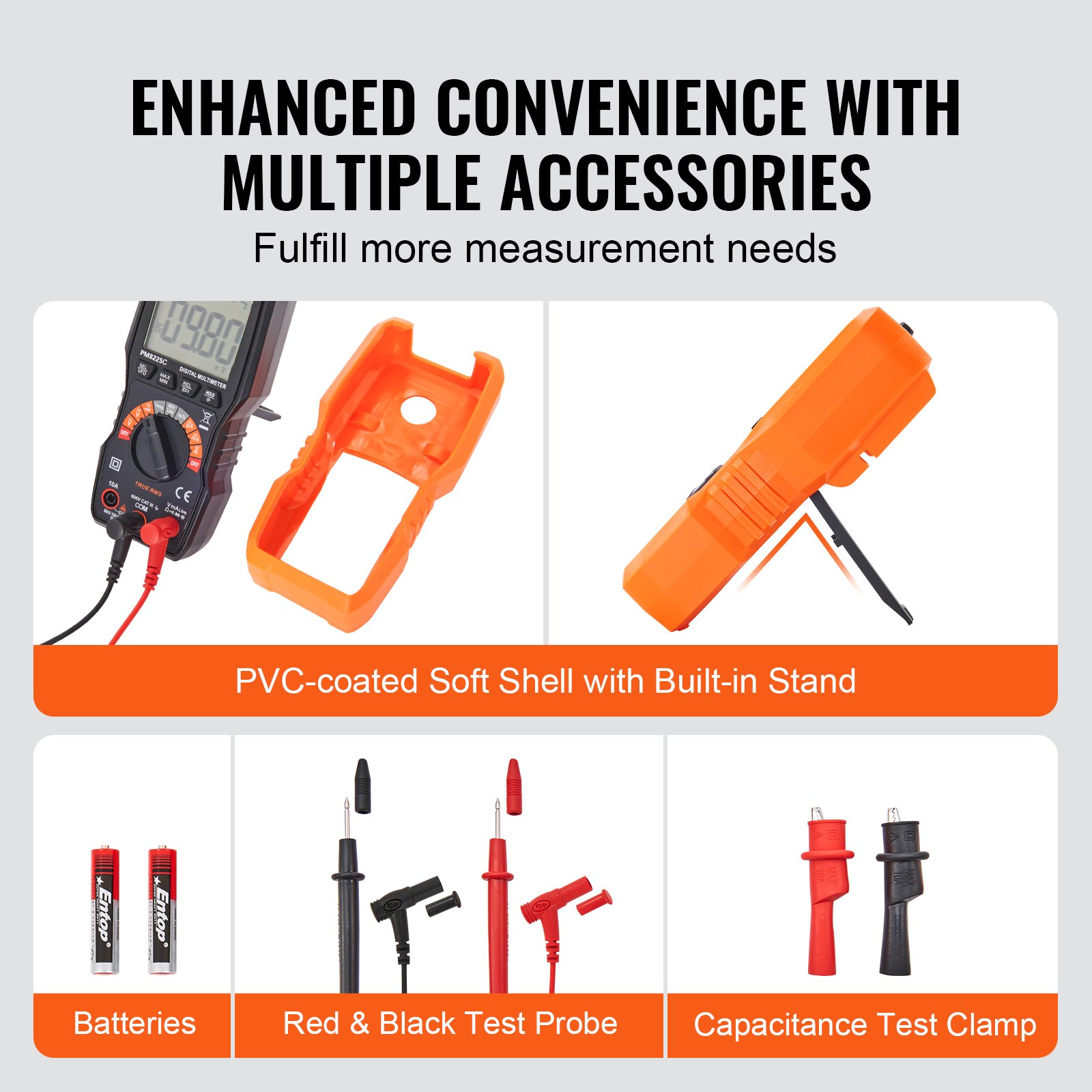 VEVOR Digital Multimeter 4000 Counts Voltmeter Batterietester Spannungsprüfer Durchgangsprüfer Ohm Volt Ampere Messgerät AC/DC Spannung Strom Widerstand Diode Großes LCD-Anzeige und Hintergrundlicht
