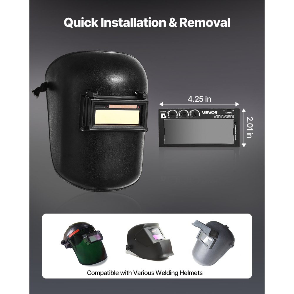 VEVOR Schweißlinse 108 x 51 mm, Echtfarbe, 5-13 einstellbare Tönung, Schutzbrille mit doppelten Lichtbogensensoren, kompatibel mit den meisten Schweißhelmen für WIG-, MIG-, MMA-Anwendungen