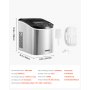 VEVOR Eiswürfelbereiter Desktop tragbare Eismaschine (15 kg/Tag), 9 Würfel in 6 Minuten fertig, selbstreinigender Eiswürfelbereiter mit Eisschaufel und -korb, für Zuhause Küche Büro Bar Party