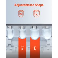 VEVOR Tragbarer Eisbereiter Desktop 15 kg/Tag Selbstreinigend mit Schaufelkorb