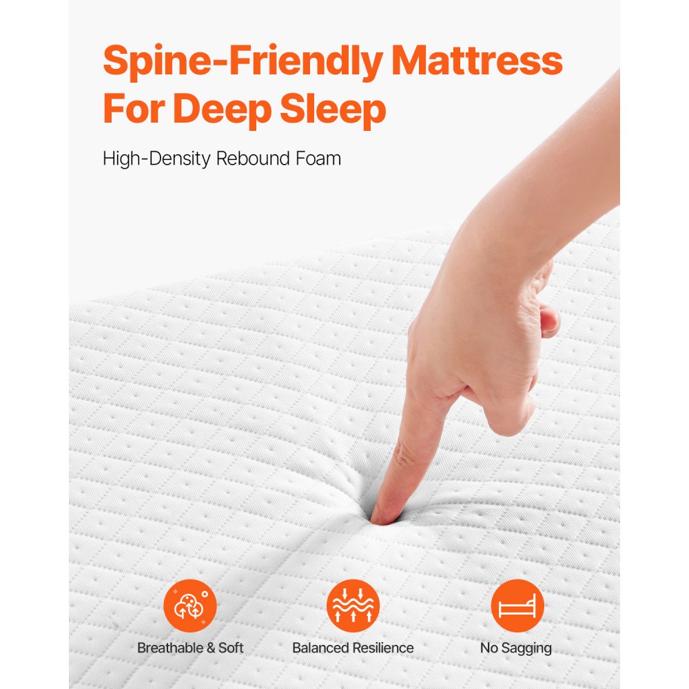 VEVOR Rollbett Klappbett mit 10 cm Matratze, faltbares Einzelbett mit Memory Foam-Matratze (190 x 81 cm), 136,1 kg belastbares Gästebett für Erwachsene, Metallbett für Schlafzimmer Wohnzimmer