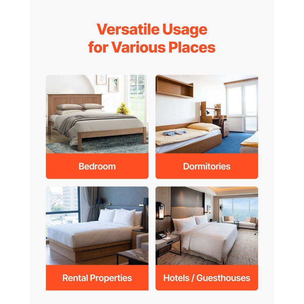 VEVOR Bunkie Board in Twin-Größe faltbare Bettbrettlatten mit Verbindung, Holzmatratzenauflage, Unterstützung unter Matratzenbrettern, gebrauchsfertig, 8-teilig, Naturholz Latten