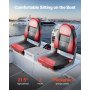 VEVOR 2 Stk. Bootssitz Bootsstuhl mit hoher Rückenlehne klappbarer Fischerbootsitz mit dickem Schwammkissen & wasserdichtem PVC-Leder, Scharniere aus Aluminiumlegierung, Schwarz & Rot