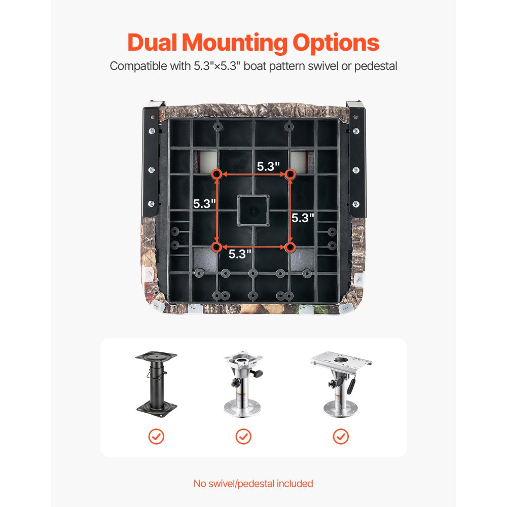 VEVOR 2 Stk. BootssitzBootsstuhl mit hoher Rückenlehne klappbarer Fischerbootsitz mit dickem Schwammkissen & PU-Leder, Scharniere aus Aluminiumlegierung, für Boote Yachten Schiffe, Tarnfarbe