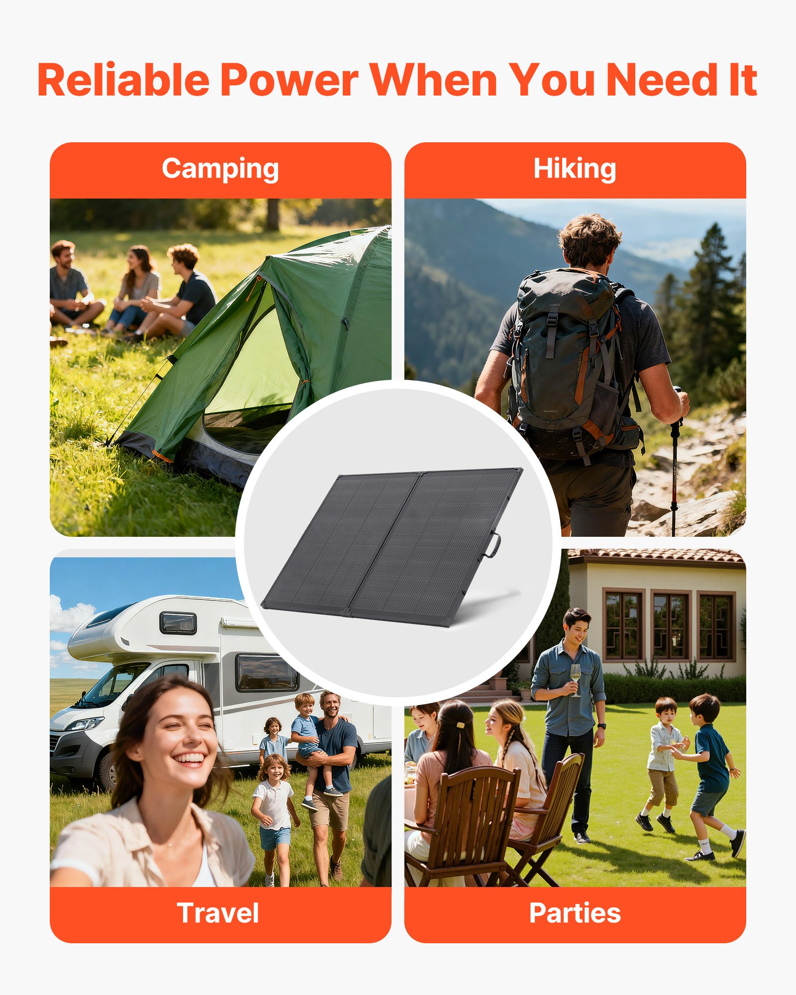 VEVOR Faltbares Solarpanel 200 W, Tragbares Monokristallines Solarmodul mit 30A PWM-Regler, MC4-Ausgang & Rahmen, 23% Hocheffizienz, IP67 Wasserdicht für Camping, Wandern & Wohnmobilreisen