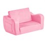 VEVOR Kindersofa Kindersessel aus 28D-Schwamm & kurzem Flor mit Armlehnen, Kleinkindersofa zum Lesen und Spielen, Kindercouch umwandelbares Schlafsofa für Spielzimmer Schlafzimmer Rosa M (Maß)