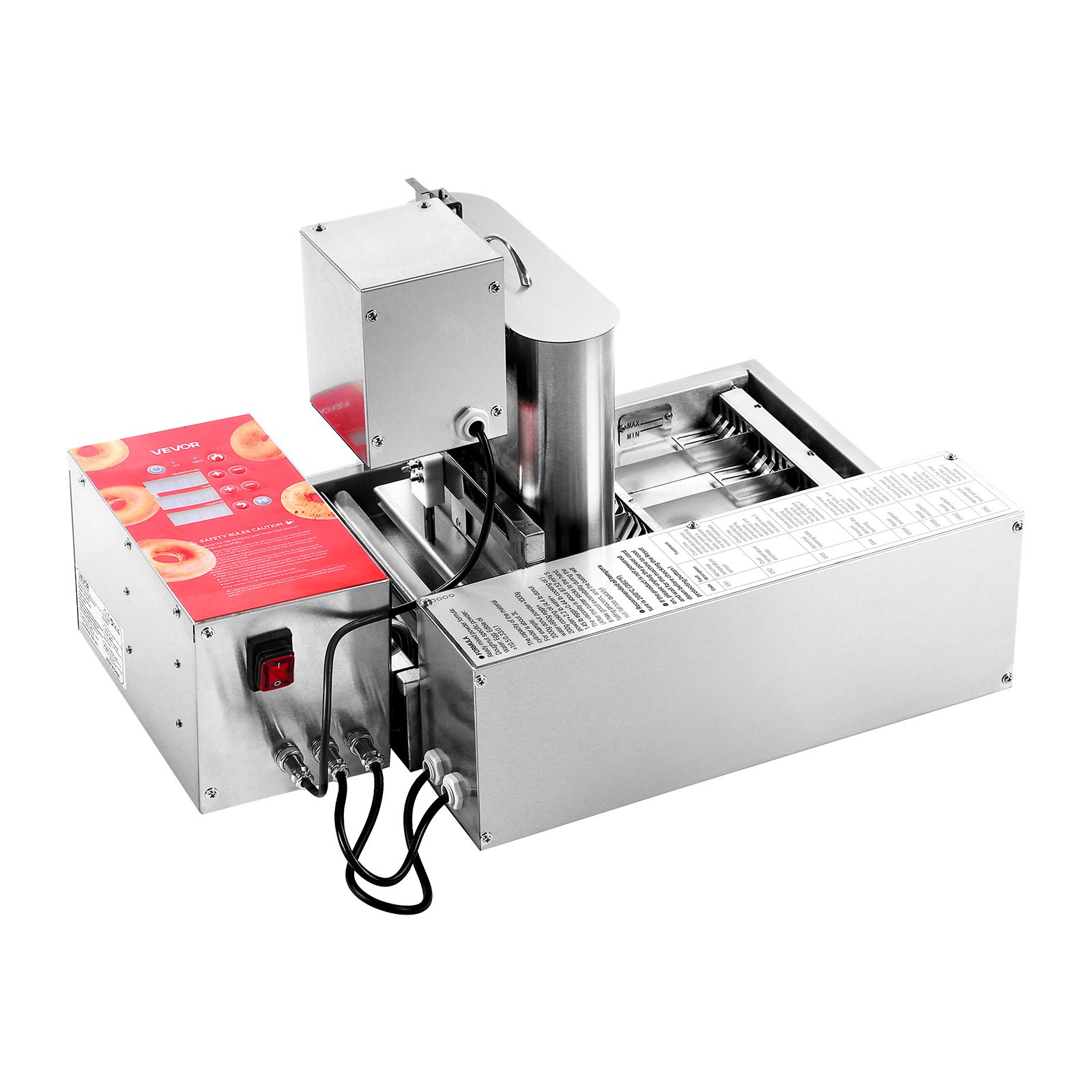 VEVOR Gewerbliche Automatische Donutmaschine, 4-reihige Donutmaschine, 240 Stück/h, Elektrischer Hochleistungs-Donutbereiter, Fritteuse aus Edelstahl mit Intelligenter Steuerung, Donut Maker