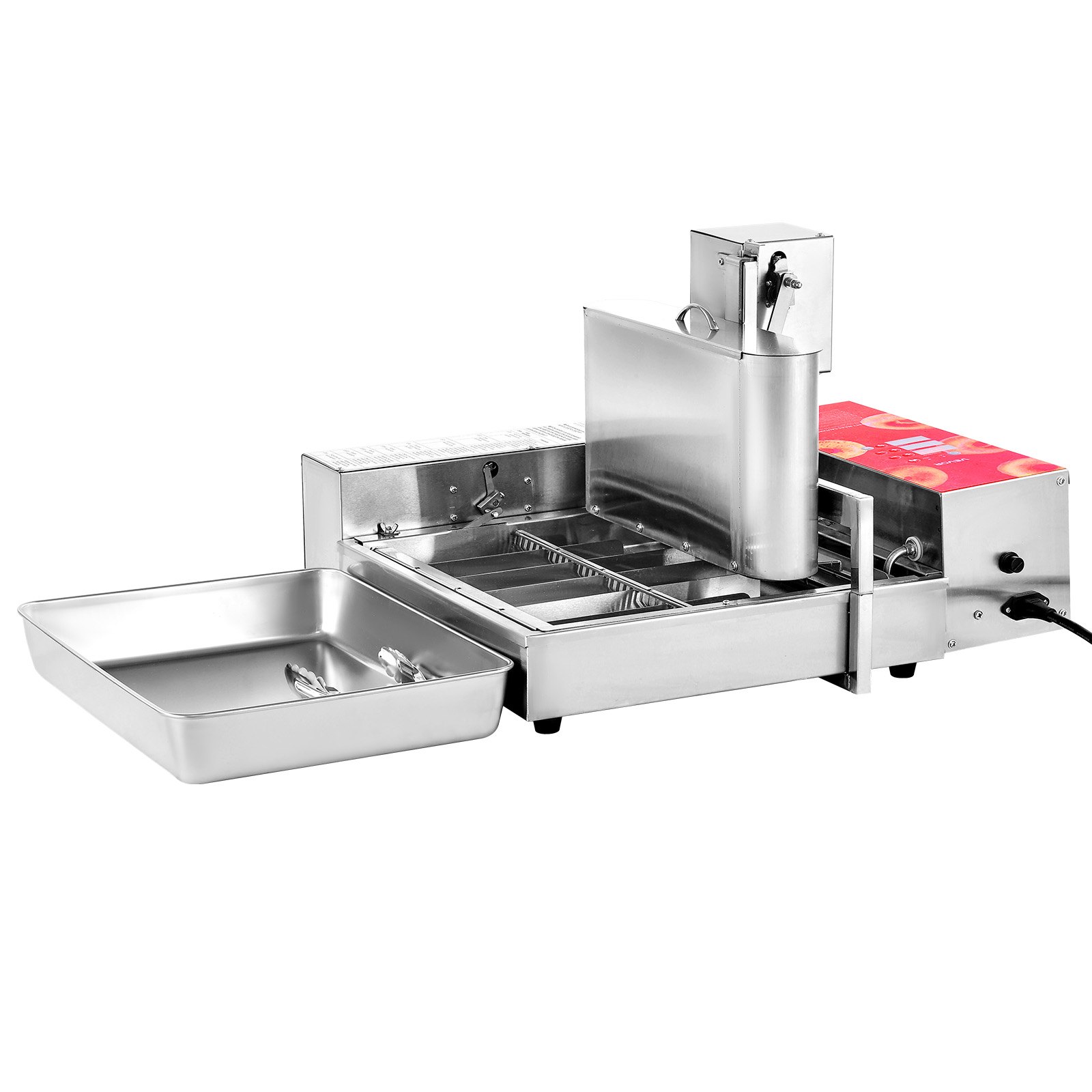 VEVOR Gewerbliche Automatische Donutmaschine, 6-reihige Donutmaschine, 360 Stück/h, Elektrischer Hochleistungs-Donutbereiter, Fritteuse aus Edelstahl mit Intelligenter Steuerung, Donut Maker