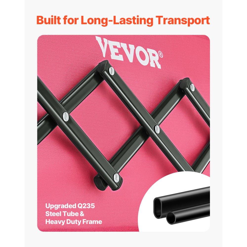 VEVOR Bollerwagen faltbar, 106,2 kg, Handwagen mit Geländerädern, Transportwagen mit verstellbarem Griff, Campingwagen für Strand, Lebensmittelgeschäft, Garten, Pink & Schwarz, 660x450x460 mm