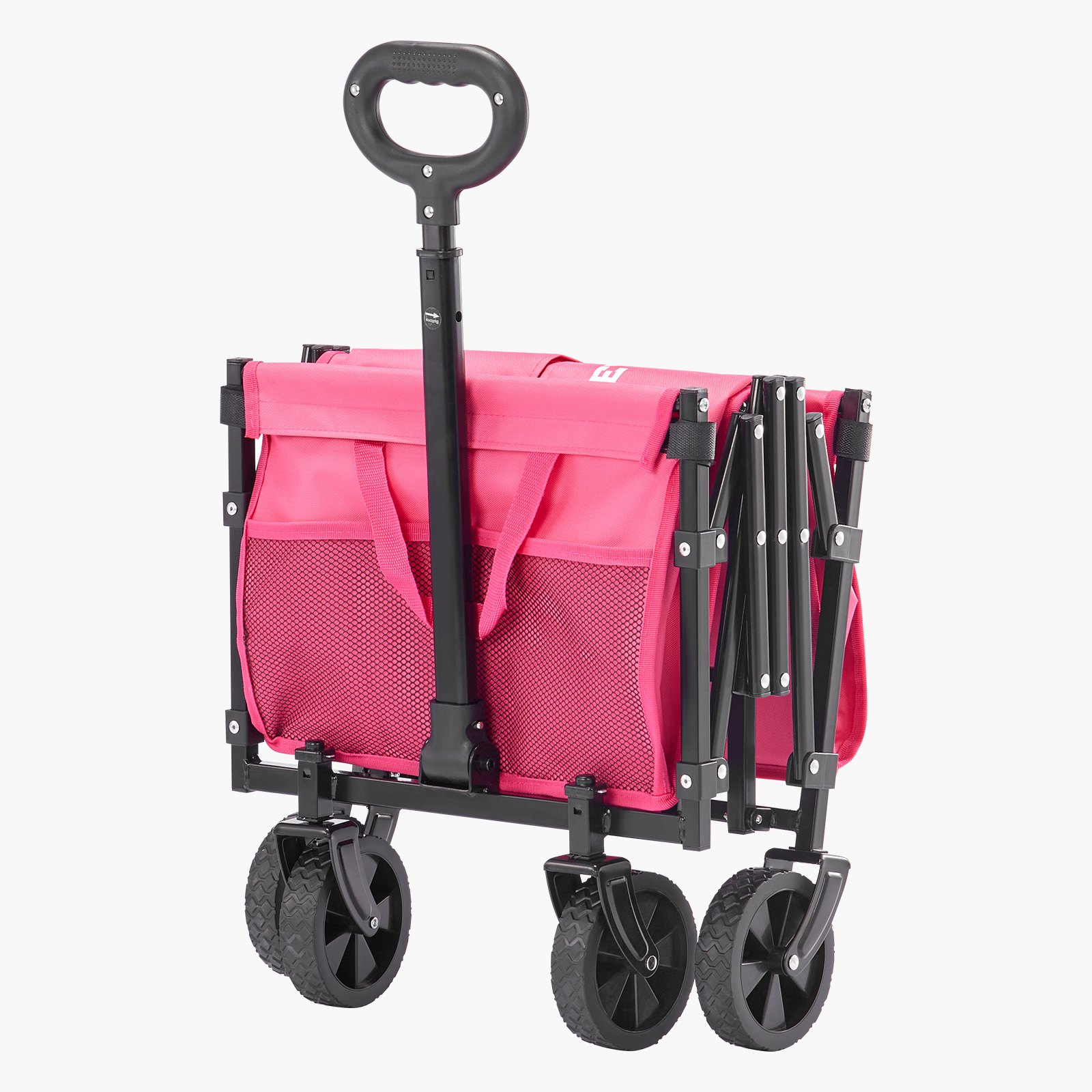 VEVOR Bollerwagen faltbar, 106,2 kg, Handwagen mit Geländerädern, Transportwagen mit verstellbarem Griff, Campingwagen für Strand, Lebensmittelgeschäft, Garten, Pink & Schwarz, 660x450x460 mm