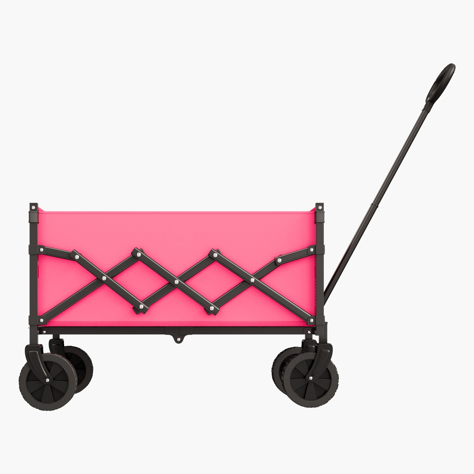 VEVOR Bollerwagen faltbar, 106,2 kg, Handwagen mit Geländerädern, Transportwagen mit verstellbarem Griff, Campingwagen für Strand, Lebensmittelgeschäft, Garten, Pink & Schwarz, 660x450x460 mm