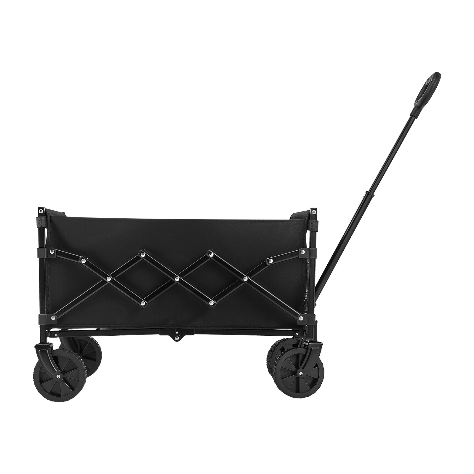 VEVOR Folding Wagon 66x45x46 cm, 102 kg Capacity, Foldable Transport Wagon with All-Terrain Wheels, Outdoor All-Purpose Wagon with Adjustable Handle, Camping Wagon for Beach, Grocery Store, Garden, Black