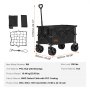 VEVOR Bollerwagen 855 x 500 x 1070 mm Kinderwagen aus 600D Oxford-Stoff mit PVC-Beschichtung Strandwagen 113 L Speicherkapazität max. 113 kg Tragfähigkeit Transportkarre Gerätewagen Handwagen