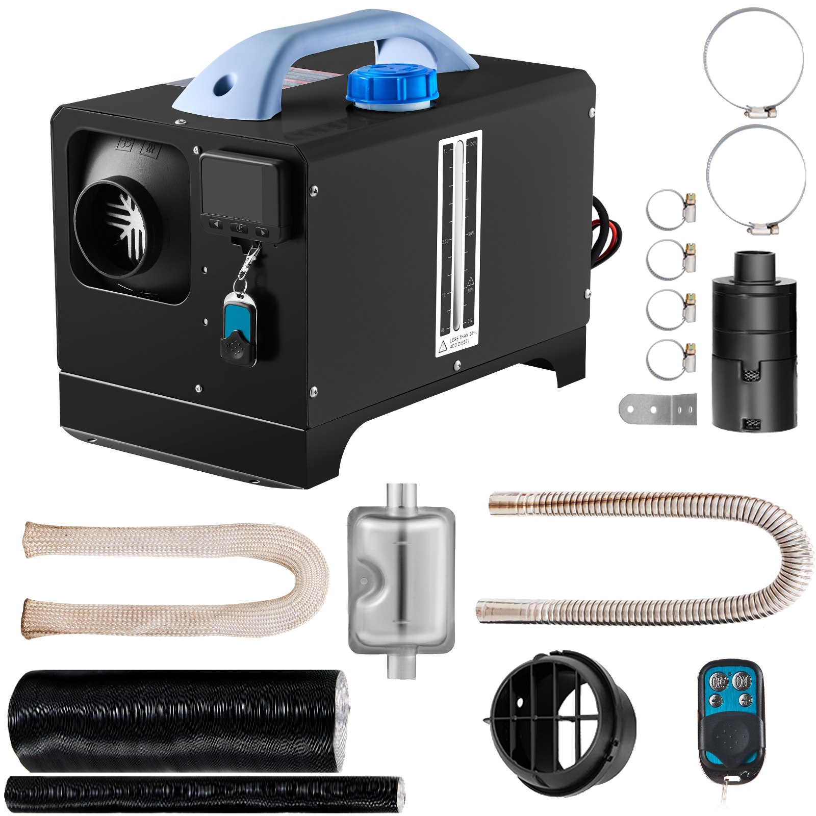 VEVOR 12V Standheizung Diesel Auto Kraftstoff, 8 KW Diesel Standheizung Luftheizung Air Diesel, Luft Dieselheizung für Auto RV LKW Wohnmobil Bus mit Fernbedienung Schwarz LCD schalter & 1 Luftauslass