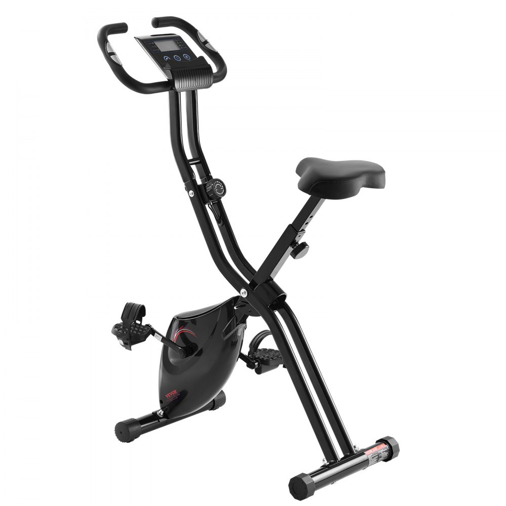 VEVOR Klappbares Heimtrainer-Fahrrad Fitness-Fahrrad, einstellbarer magnetischer Widerstand, Indoor-Fahrrad für das Training im Heim-Fitnessstudio, bequemes Sitzkissen LCD-Monitor Schwarz