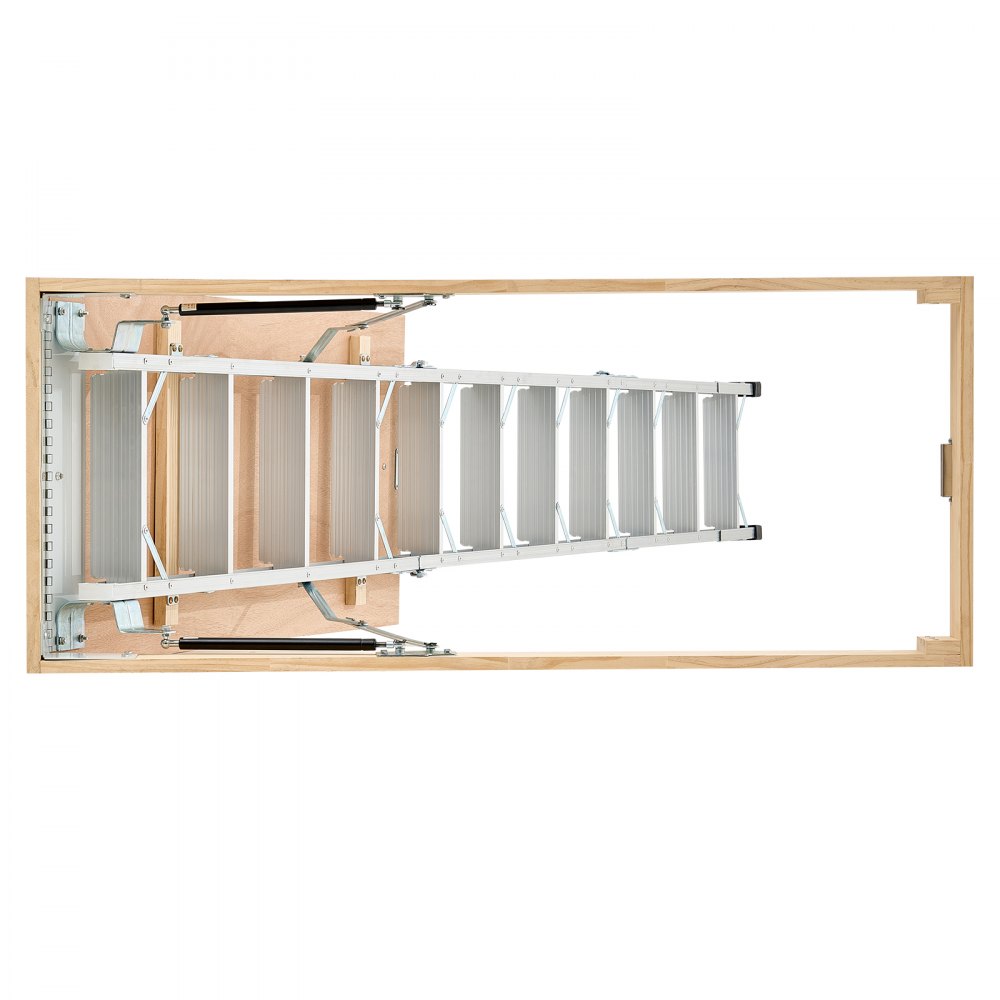 VEVOR Bodenleiter, Tragkraft 170 kg, Dachbodenleiter höhenverstellbar von 3 bis 3,13 m, faltbare Dachbodentreppe aus Aluminium, Ideal für Dachbodenzugang, Balkonen im Obergeschoss