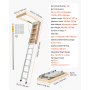 VEVOR attic ladder, load capacity 170 kg, height-adjustable attic ladder from 3 to 3.13 m, foldable aluminum attic stairs, ideal for attic access and upper-floor balconies
