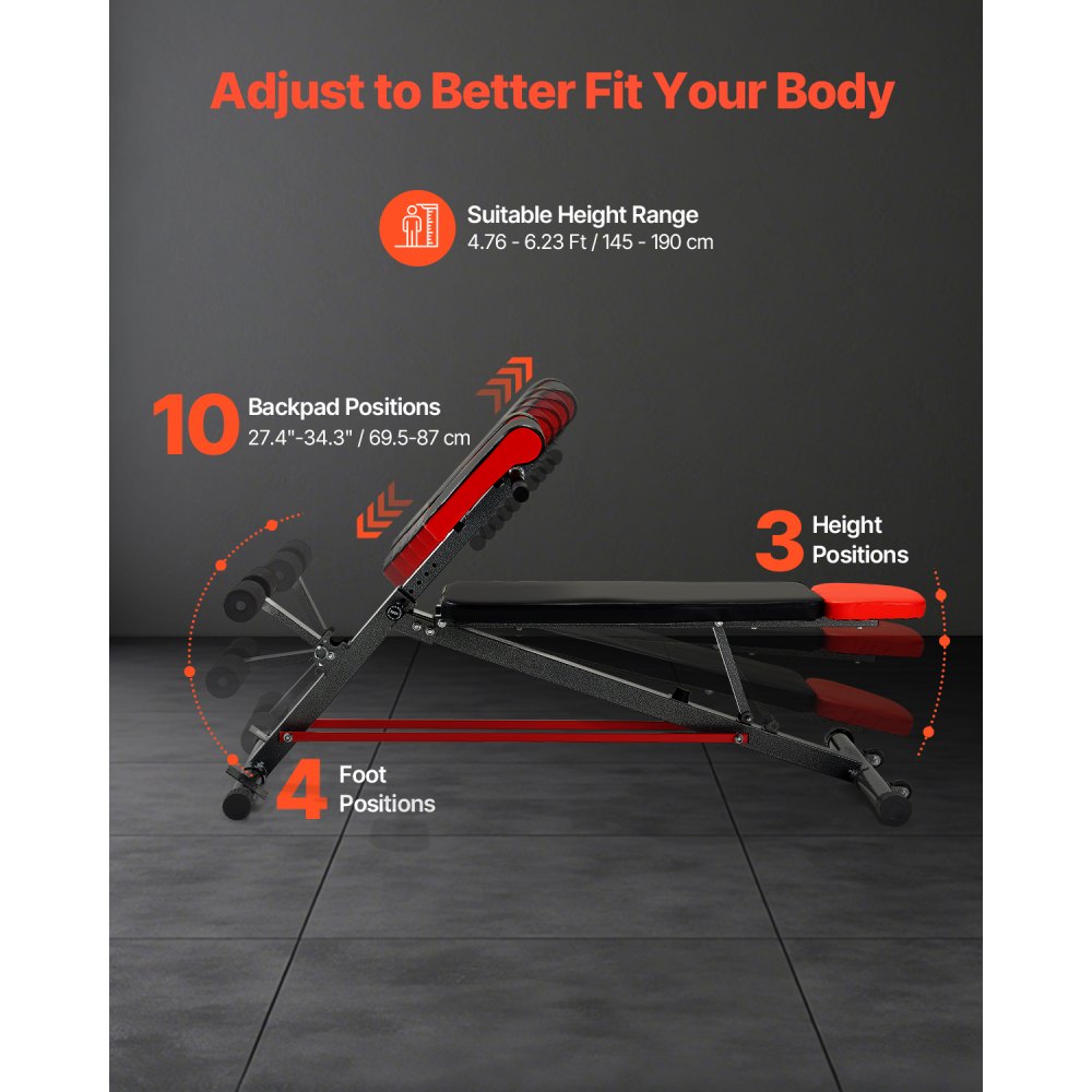 VEVOR Multi-Functional Weight Bench for Full Body Workout, Roman Chair Hyperextension Bench, 660 lbs Adjustable Extension Equipment for Back Arm Core Ab Workout, Sit Up Exercise Machine for Home Gym