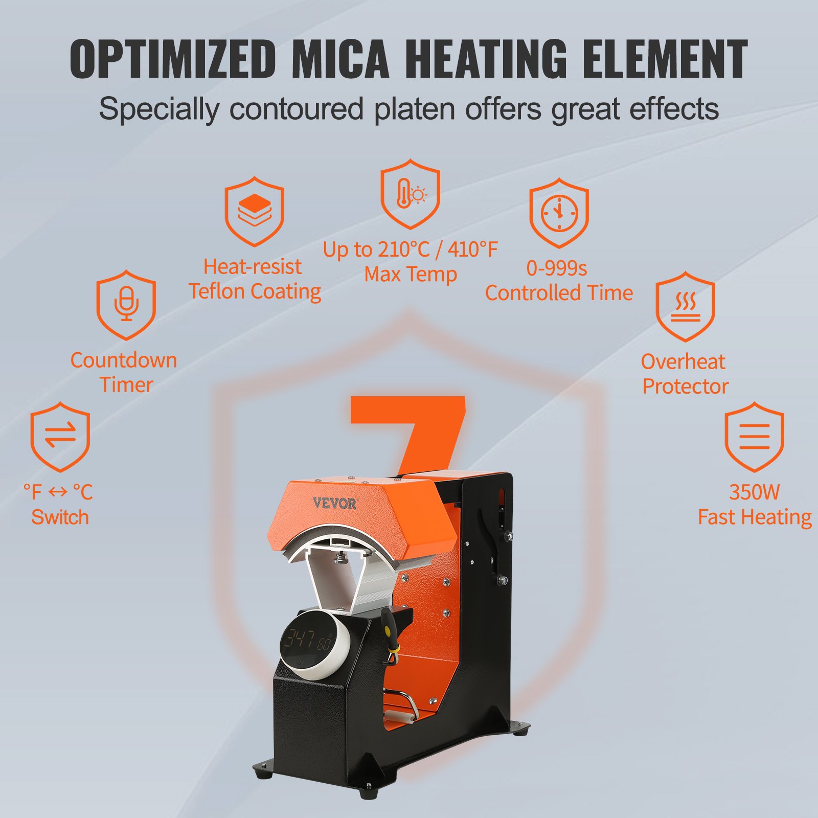 VEVOR 3-in-1 Cap Press, Hat Press, Heat Press Machine, 16.3 x 8 cm, Heat Press, Transfer Press with 3 Pad Sizes: 16.8 x 7 cm, 16.8 x 9.8 cm, 15.5 x 7.6 cm, Heat Press, Transfer Press with Time and Temperature Controller