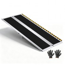 VEVOR Rollstuhlrampe Faltbar 1830x745mm, 362,9kg Belastbare Schwellenrampe mit Rutschfester Oberfläche & 110-210mm Verstellbaren Stützfüßen, Tragbare Auffahrrampe für Rollstuhl Türschwelle Bordsteine