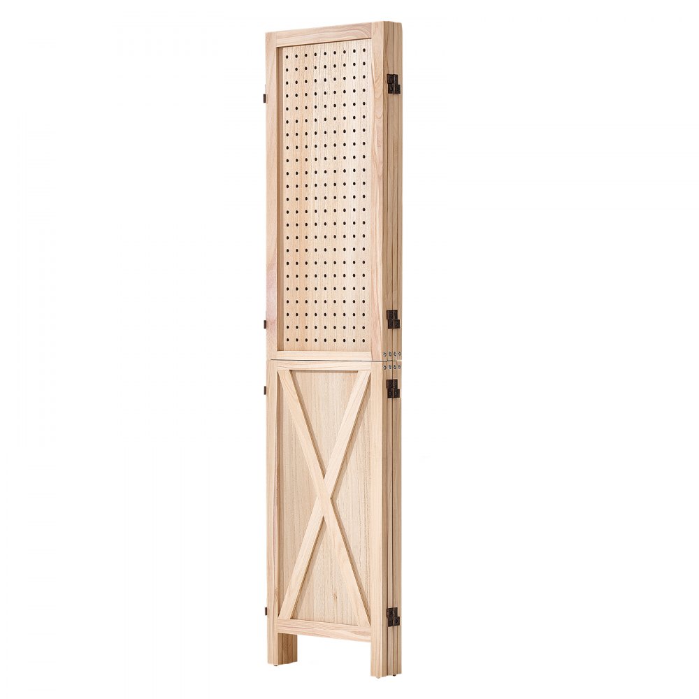 VEVOR Paravent Faltbar Trennwand Raumteiler Holz, 4-tlg. 1520 mm Lochwand, für Raumtrennung & Wohndekoration, Stabiler Rahmen mit X-Muster, 360°-Drehscharniere, Rustikale Holztrennwand mit Beschlägen