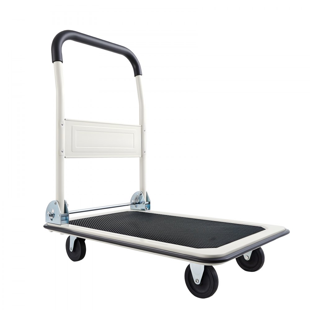 VEVOR Foldable Push Cart Dolly, 149.69 kg Capacity, Folding Platform Truck with Swivel Wheels, Moving Platform Hand Truck Flatbed Cart, Space Saving Push Handle, for Easy Storage, 735 x 480 x 825 mm