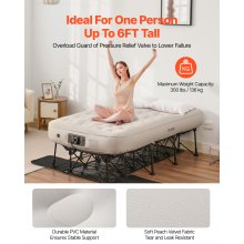 VEVOR Luftmatratze mit Rahmen 1885x1050x580 mm, aufblasbares 1-Personen-Campingbett mit eingebauter Pumpe, tragbare Luftbetten tragen 136 kg, überall aufblasbares Bett für Gäste beim Camping, Reisen