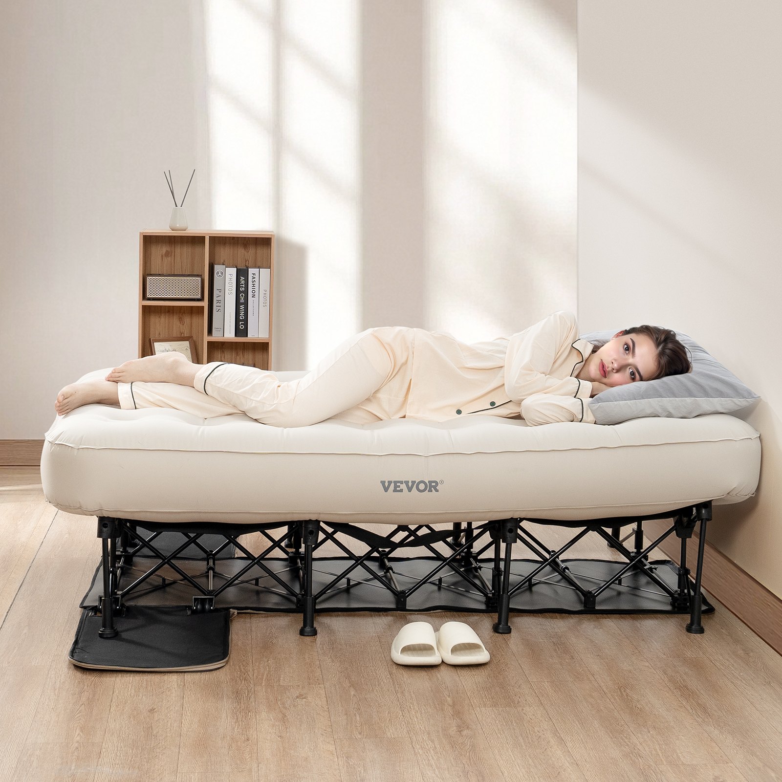 VEVOR Luftmatratze mit Rahmen 1885x1050x580 mm, aufblasbares 1-Personen-Campingbett mit eingebauter Pumpe, tragbare Luftbetten tragen 136 kg, überall aufblasbares Bett für Gäste beim Camping, Reisen