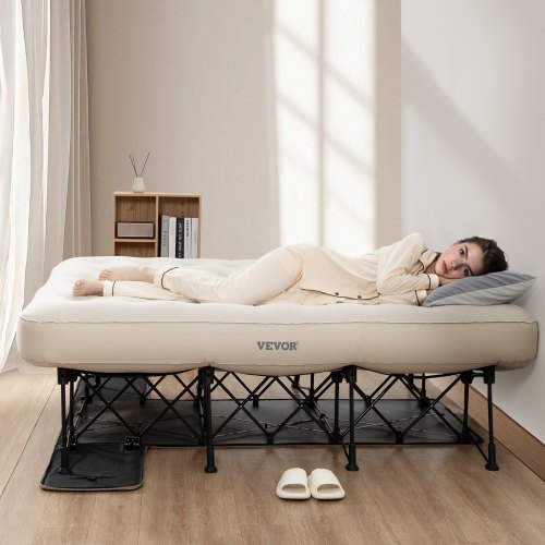 VEVOR Luftmatratze mit Rahmen 197x153x63 cm, aufblasbares Campingbett für 2 Personen mit eingebauter Pumpe, tragbare Luftbetten tragen 272 kg, überall
