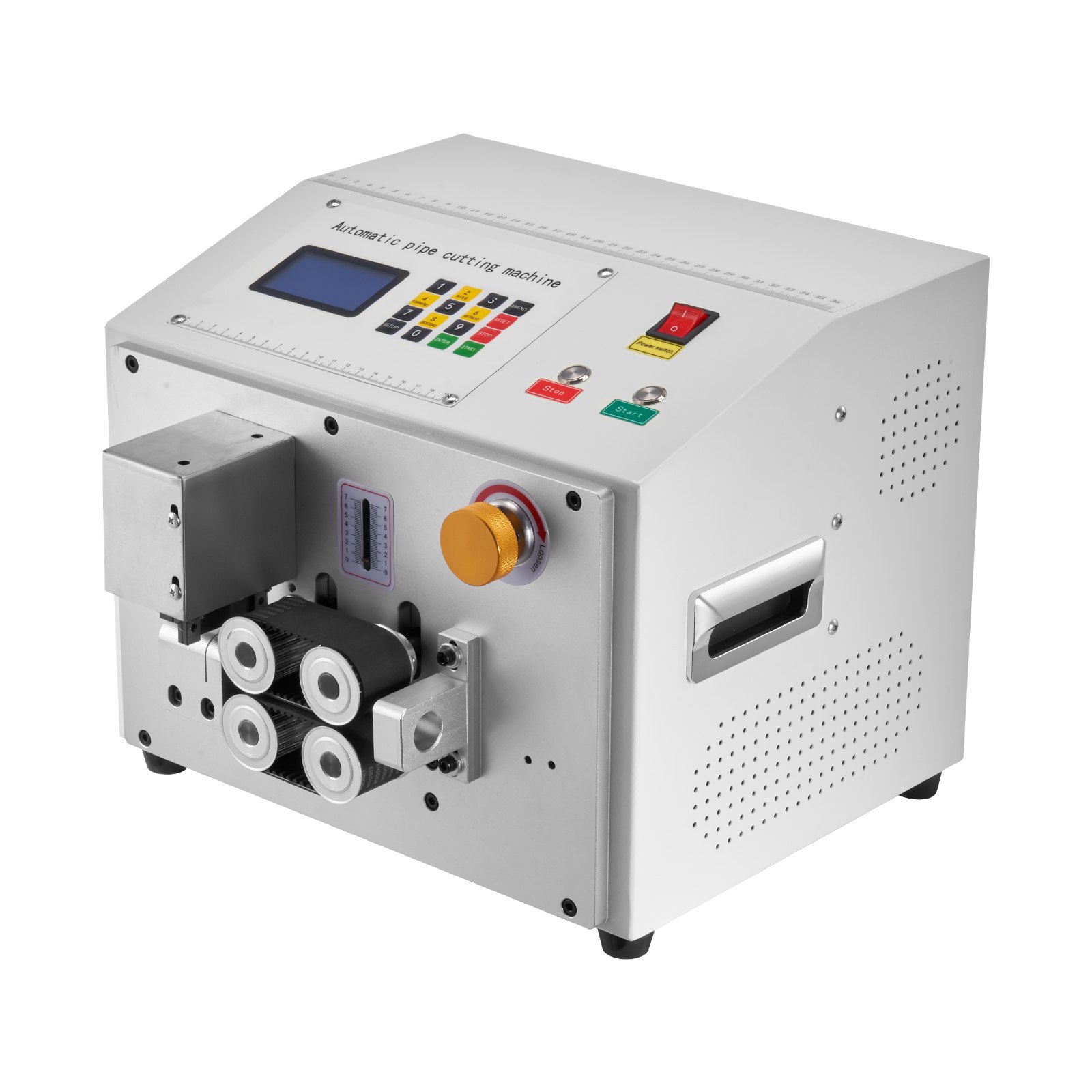 VEVOR Automatischer Schrumpfschlauchschneider, Rohrschneidemaschine mit LCD-Display, 1–20 mm Schnittdurchmesser, 0,1–99999,9 mm Schnittlänge, für PVC-PE-Rohre, Silikonrohre, weiche Wasserrohre