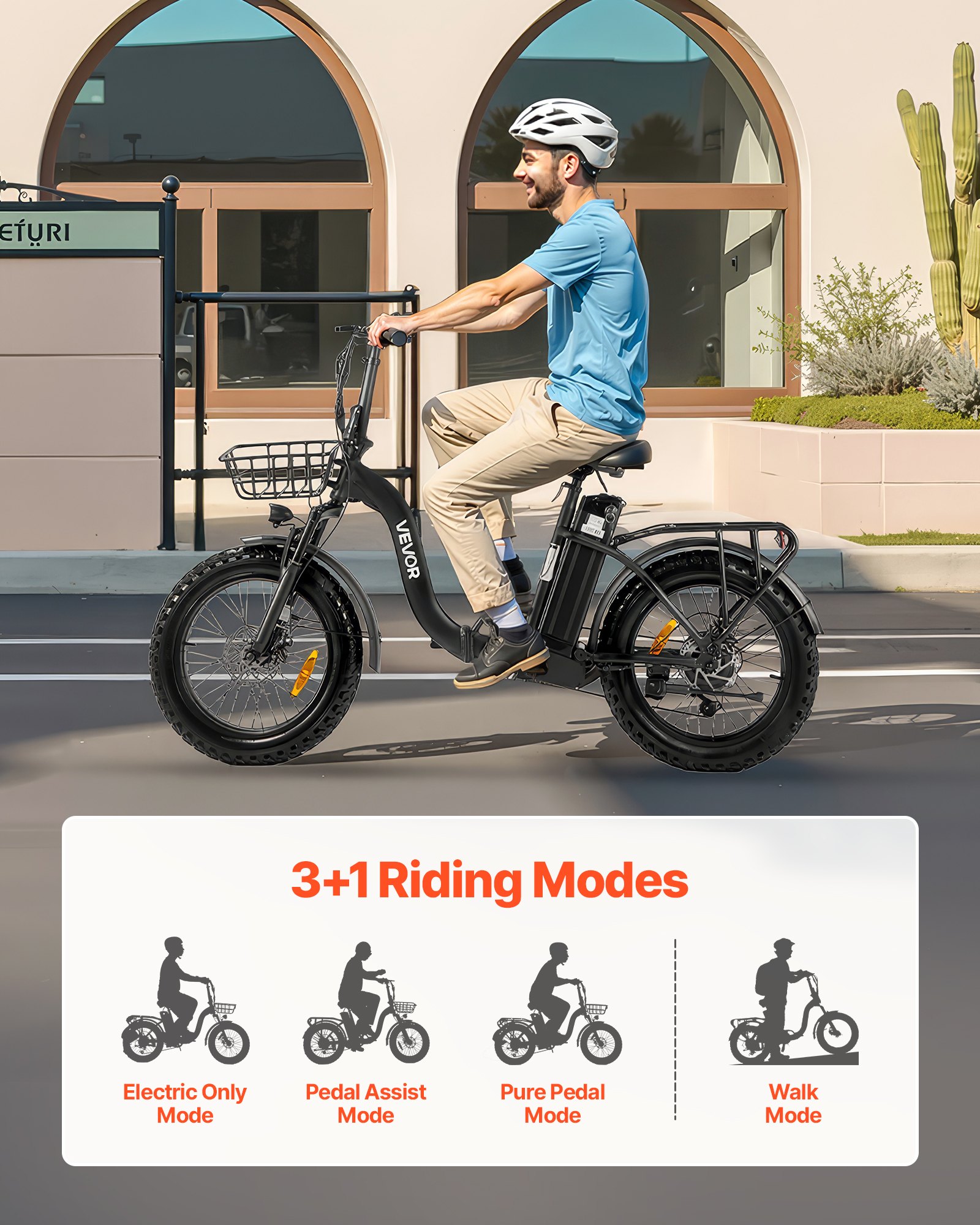 VEVOR Elektrofahrrad 250 W für Erwachsene mit großem, herausnehmbarem 25 Ah-Akku, bürstenlosem 36 V-Motor mit 25 km/h, bis zu 70 km maximale Reichweite, pneumatischem E-Bike mit 7-Gang-Schaltung