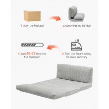 VEVOR Schlafsofa Klappsofa 3 in 1 Faltbare Couch mit 2 Kissen Dunkelgrau (Full)