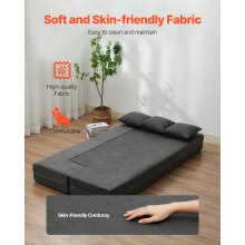 VEVOR Schlafsofa Klappsofa 3 in 1 Faltbare Couch mit 3 Kissen Dunkelgrau (TWIN)