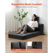 VEVOR Schlafsofa Klappsofa 3 in 1 Faltbare Couch Bett mit 2 Kissen Dunkelgrau