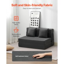 VEVOR Schlafsofa Klappsofa 3 in 1 Faltbare Couch mit 2 Kissen Dunkelgrau TWIN XL