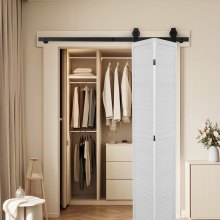 VEVOR Schiebetürbeschlag faltbare Schiebetür Schiebetürsystem 132cm Schwarz