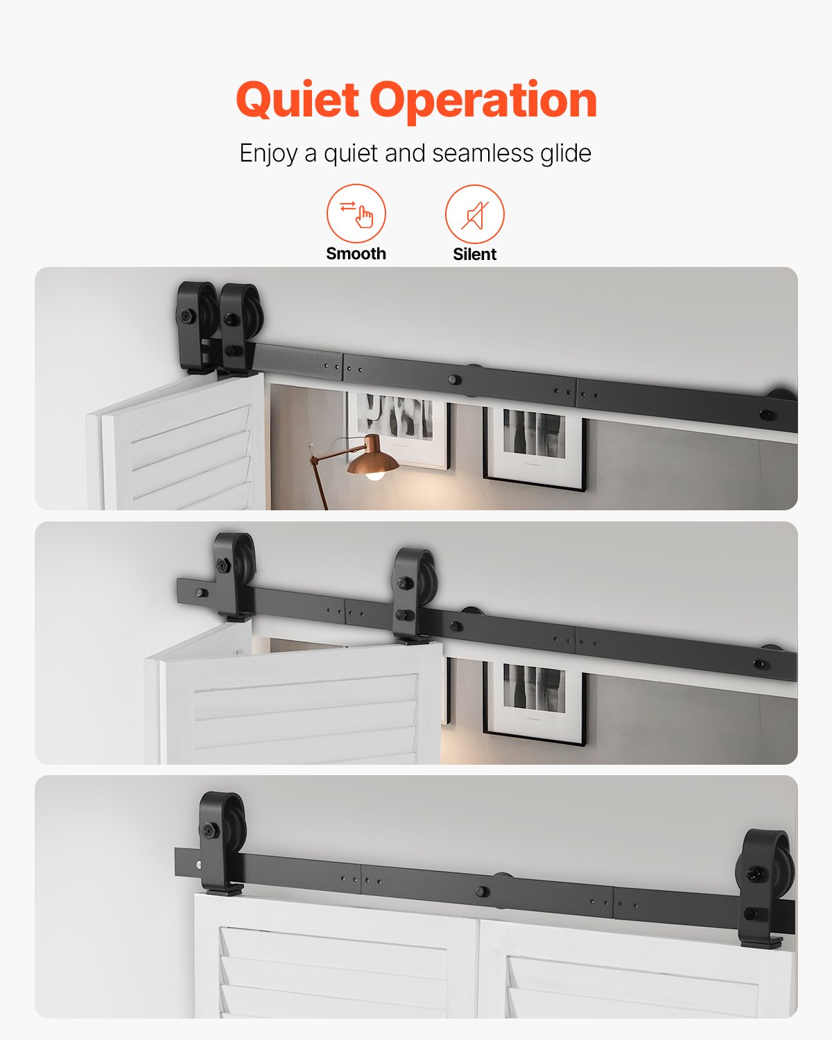 VEVOR sliding door system for folding sliding doors, sliding door hardware 1016 mm track, suitable for two 45.7 cm wide cabinet, pantry & laundry doors (not included)